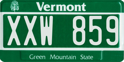 VT license plate XXW859