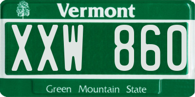 VT license plate XXW860