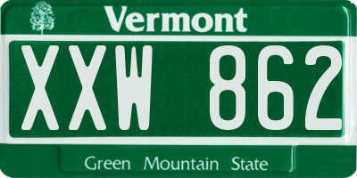 VT license plate XXW862