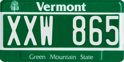 VT license plate XXW865