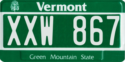 VT license plate XXW867