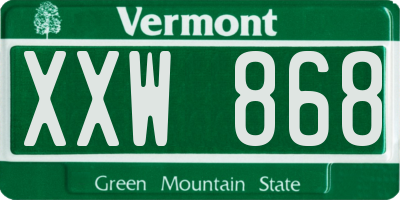 VT license plate XXW868