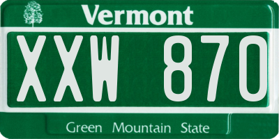 VT license plate XXW870