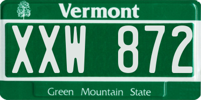 VT license plate XXW872