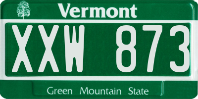VT license plate XXW873