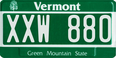 VT license plate XXW880