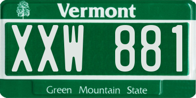 VT license plate XXW881