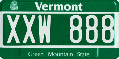 VT license plate XXW888