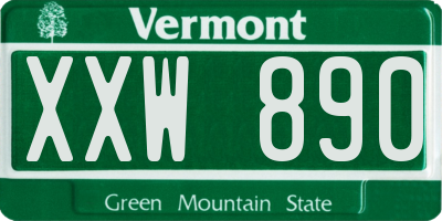 VT license plate XXW890