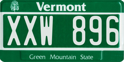 VT license plate XXW896