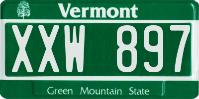 VT license plate XXW897