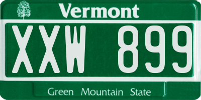 VT license plate XXW899
