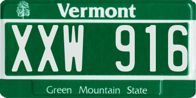 VT license plate XXW916