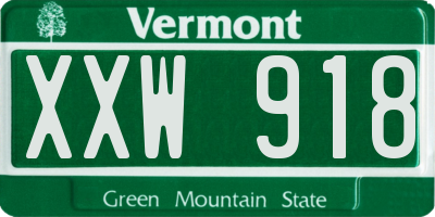 VT license plate XXW918