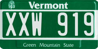 VT license plate XXW919