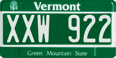 VT license plate XXW922