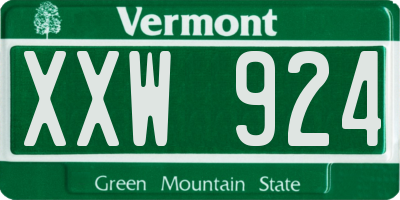VT license plate XXW924