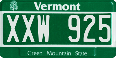 VT license plate XXW925