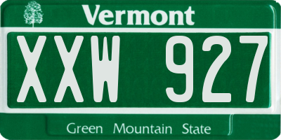 VT license plate XXW927