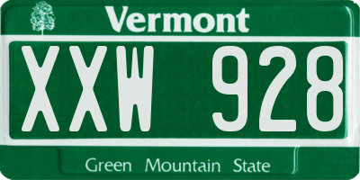 VT license plate XXW928