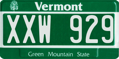 VT license plate XXW929
