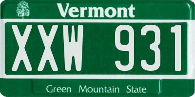 VT license plate XXW931
