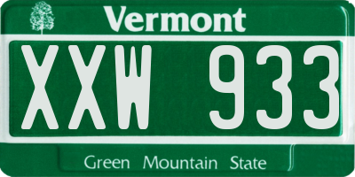 VT license plate XXW933