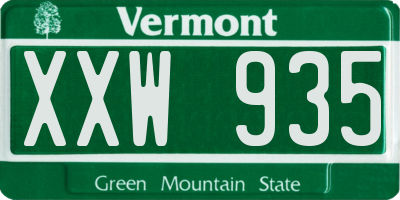 VT license plate XXW935