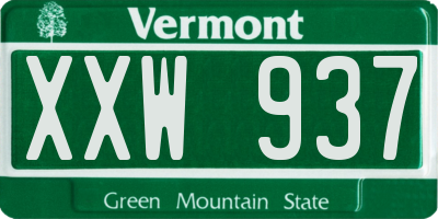 VT license plate XXW937