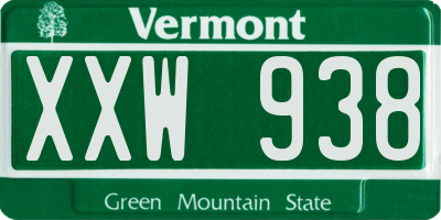 VT license plate XXW938