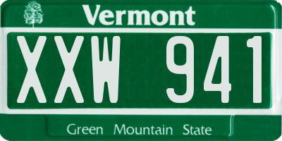 VT license plate XXW941