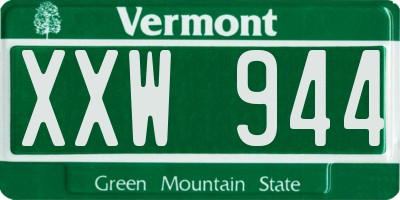 VT license plate XXW944