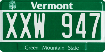 VT license plate XXW947