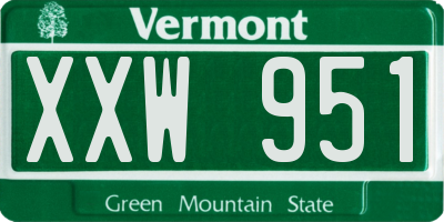 VT license plate XXW951