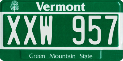 VT license plate XXW957