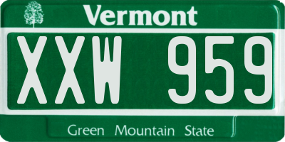 VT license plate XXW959