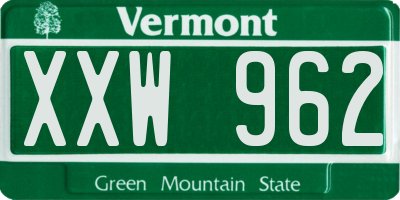 VT license plate XXW962