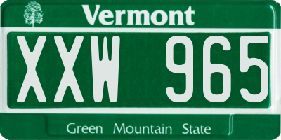 VT license plate XXW965