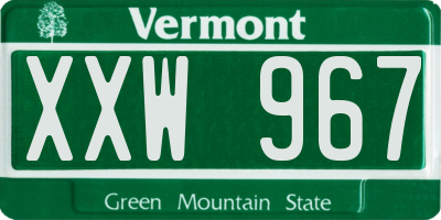 VT license plate XXW967