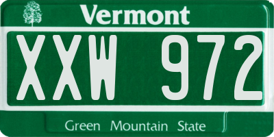 VT license plate XXW972