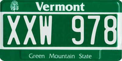 VT license plate XXW978