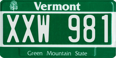 VT license plate XXW981