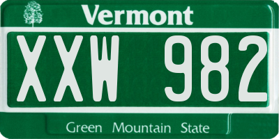VT license plate XXW982