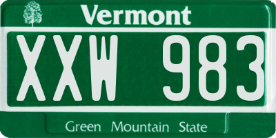 VT license plate XXW983