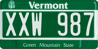 VT license plate XXW987