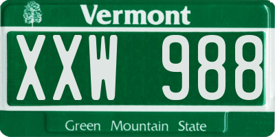 VT license plate XXW988