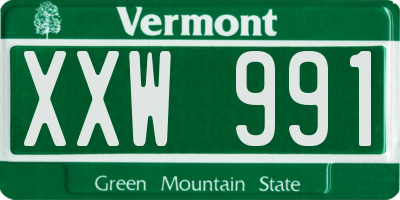 VT license plate XXW991