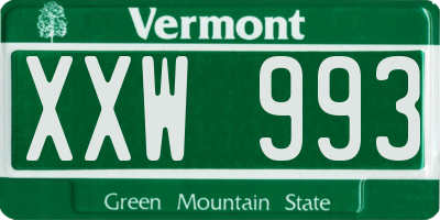 VT license plate XXW993