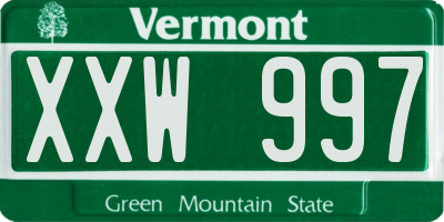 VT license plate XXW997