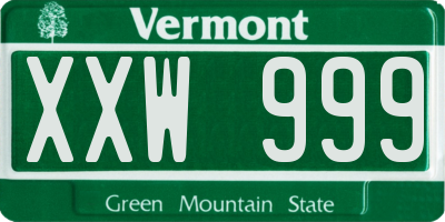 VT license plate XXW999
